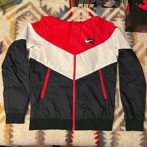 Nike Windbreaker Red, White and Blue - Size Small